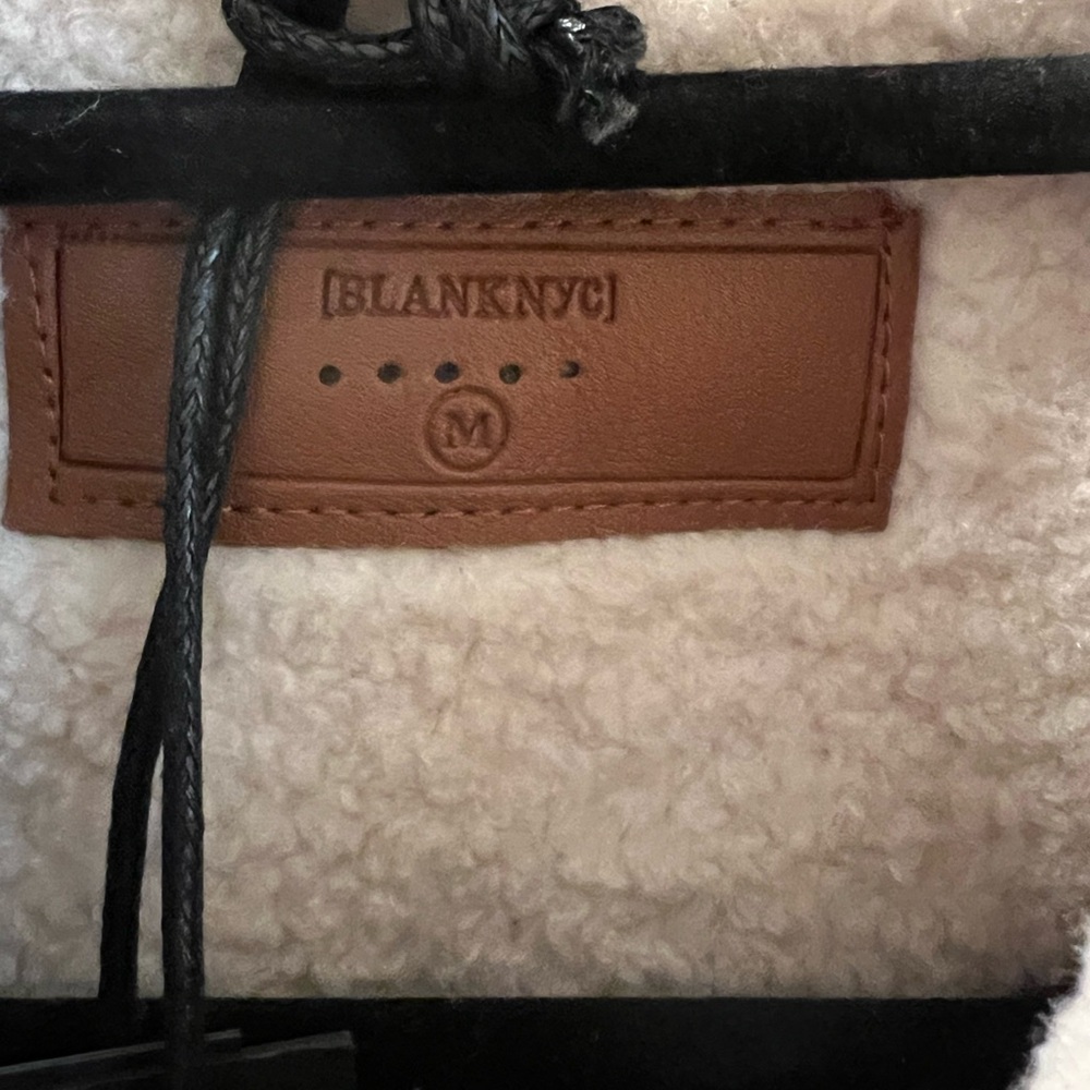 Blank NYC Brown Suede Bomber Jacket with Cream Shearling Collar - Picture 5 of 8